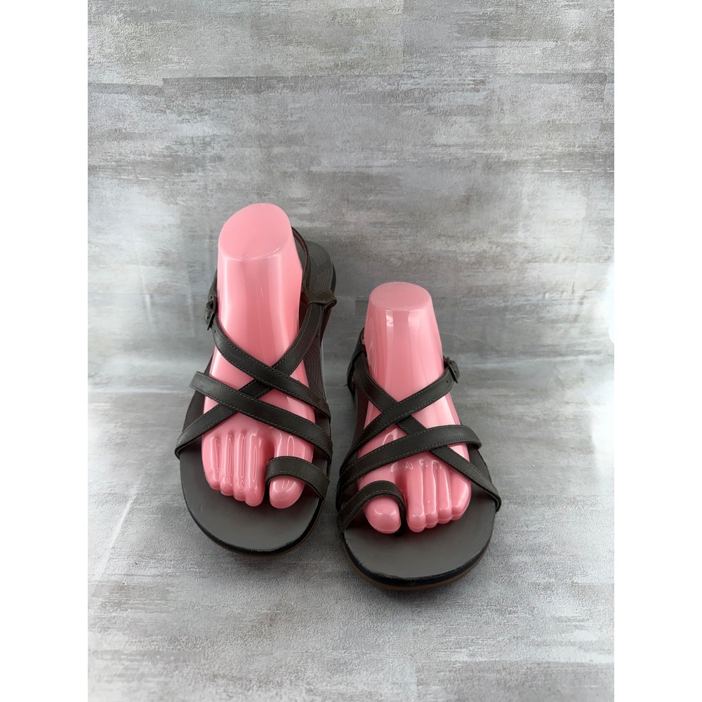 Chaco Women Brown Leather Strappy Toe Loop LUVSEAT Sandals Size 10